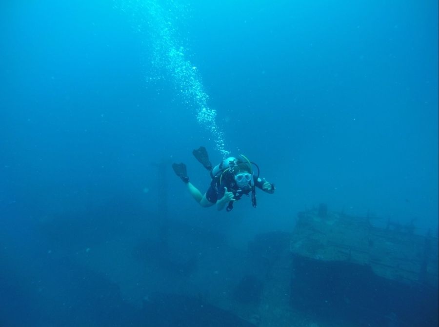 passing above the wreck